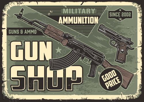 Gun shop poster vintage colorful