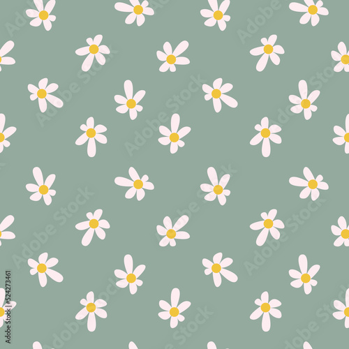 Seamless pattern with cute flowers