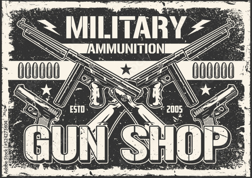 Military shop monochrome vintage label