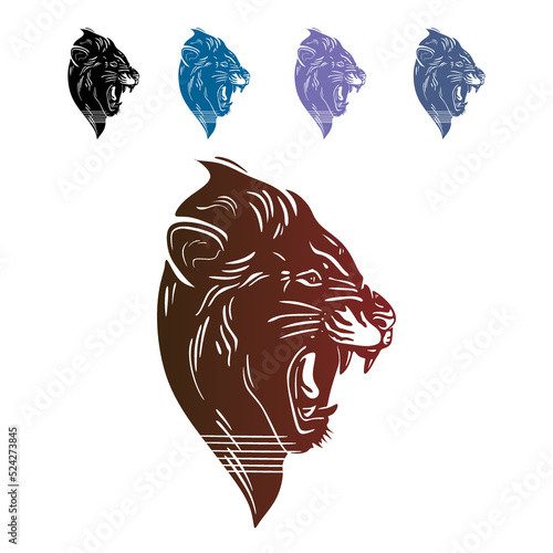 great lion hrad logo, silhouette of great beast face vector illustrations