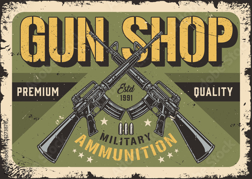 Gun shop colorful vintage logotype