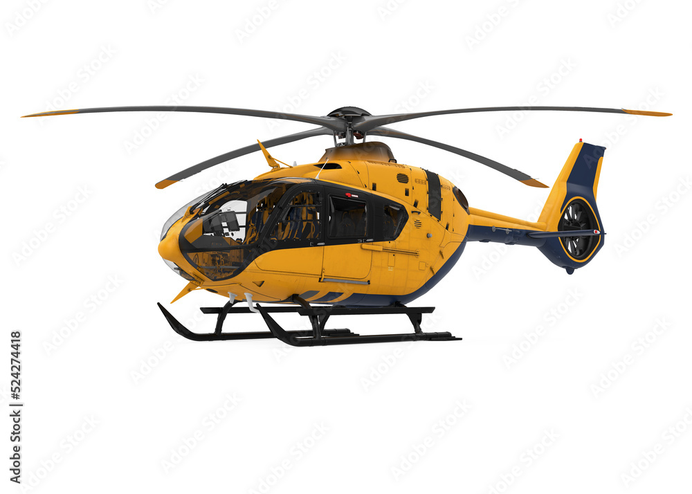Fototapeta premium Yellow Helicopter Isolated