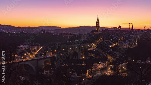 Bern cityscape Day to Night Time Lapse, Switzerland