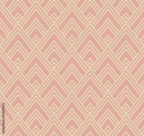 Art Deco arrow pattern. Luxury beige ornamental geometric decor. 