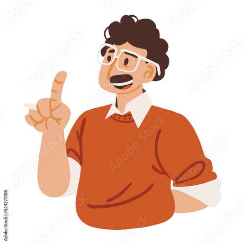 man with index raised