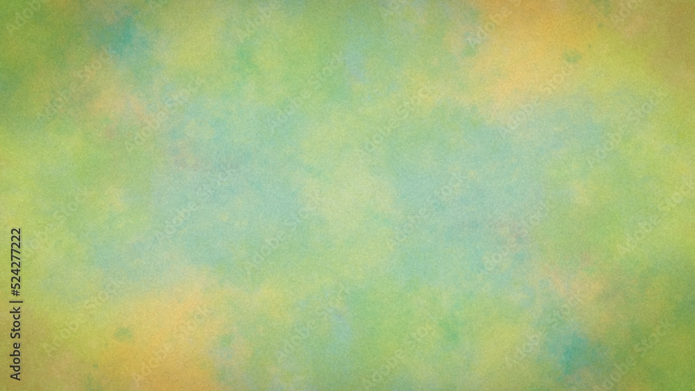 watercolor background painting with cloudy distressed texture. soft yellow beige lighting and gradient blue green colors. colorful background with watercolor stains and for design and decoration