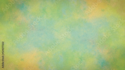 watercolor background painting with cloudy distressed texture. soft yellow beige lighting and gradient blue green colors. colorful background with watercolor stains and for design and decoration