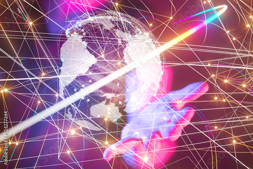 world Global network. Block...