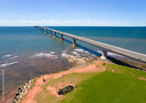 World's longest bridge over ice covered water photo