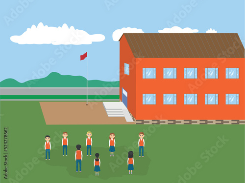 the students in the school garden went to recess