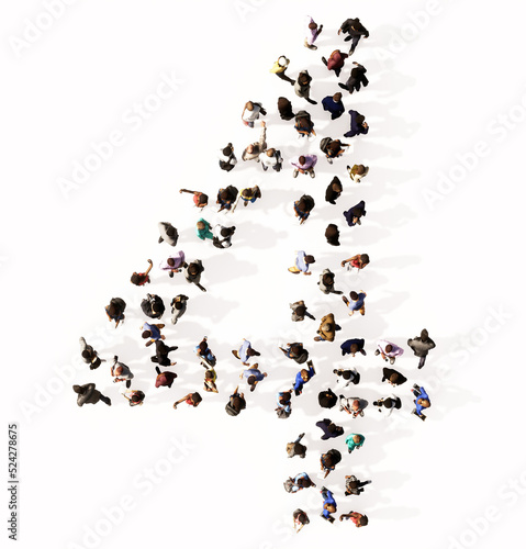 Concept or conceptual large community of people forming the font 4.  3d illustration metaphor for unity and diversity, humanitarian, teamwork, cooperation, education, friendship and community