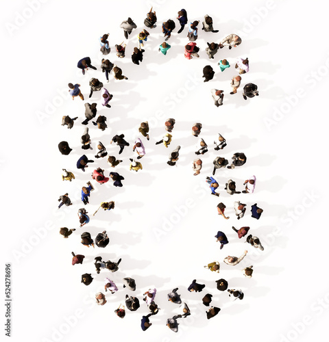 Concept or conceptual large community of people forming the font 6.  3d illustration metaphor for unity and diversity, humanitarian, teamwork, cooperation, education, friendship and community