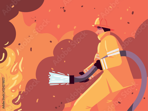 fireman putting out fire