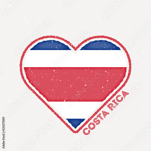 Free Download Costa Rica heart flag badge. Costa Rica logo with grunge texture. Flag of the country in a heart shape. Vector illustration. - GFXLoad