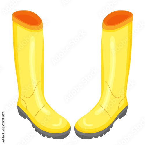 rubber boots in doodle style isolated, vector