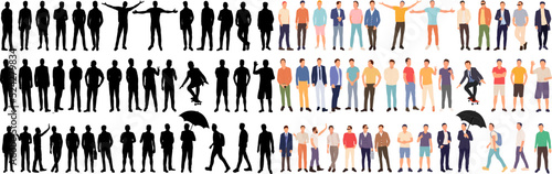 men set black silhouette isolated, vector © zolotons