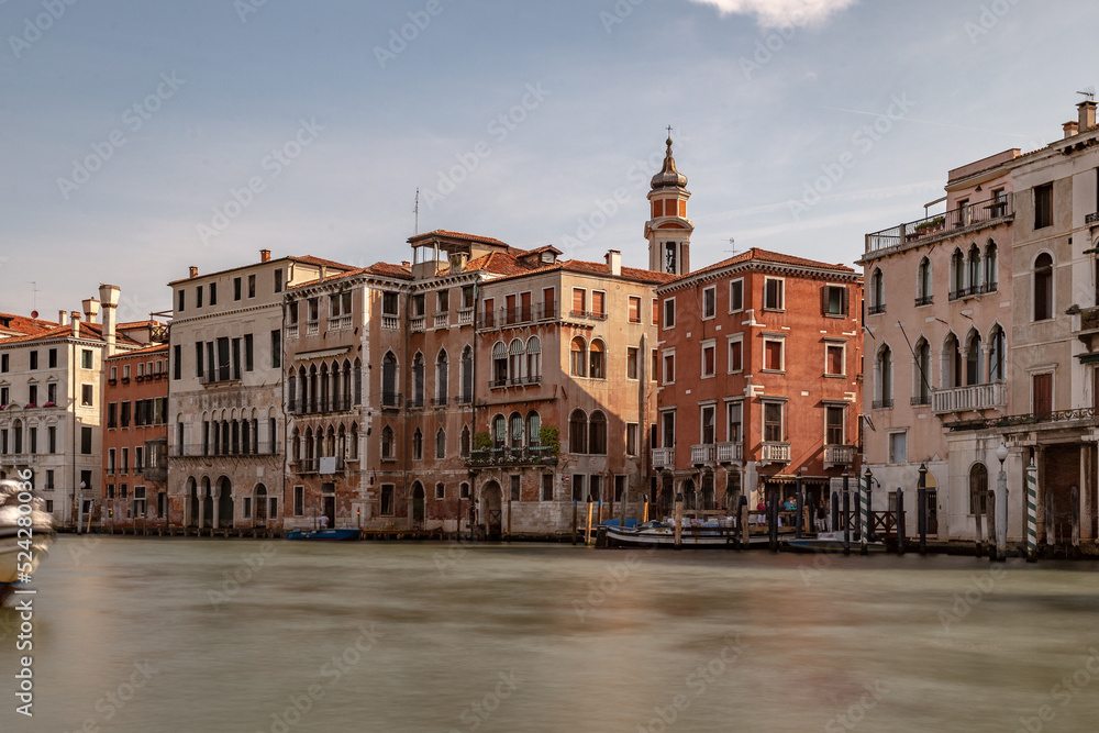 panoramic classical scenes of Venice with canals, boats and historic architecture