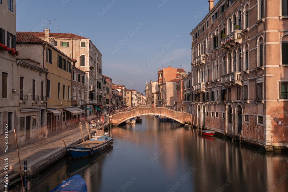 streets and canals of venice photographed in the morning