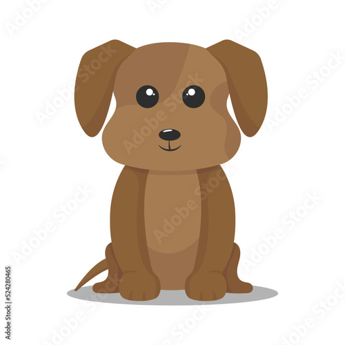 Brown puppy. Cartoon puppy. Brown dog. Cartoon dog. Cartoon character. Cute funny little brown dog. Vector illustration