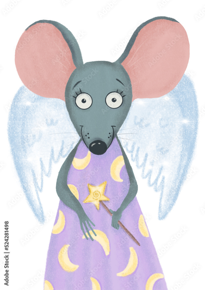 Obraz premium Mouse angel with wings