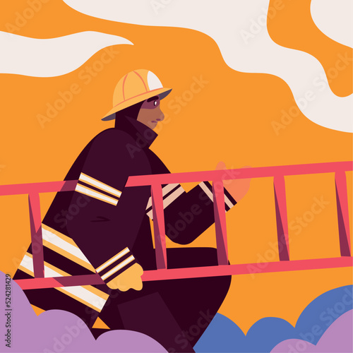 firefighter holding ladder