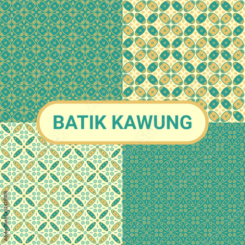 Indonesian original culture kawung batik in four versions photo