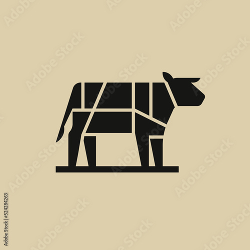 Full-body illustration of a cow modern icon vector emblem. Logo disigne.