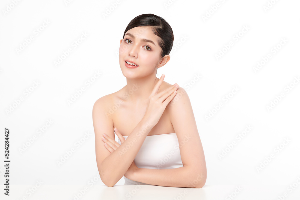 Beautiful young asian woman with clean fresh skin on white background, Face care, Facial treatment, Cosmetology, beauty and spa, Asian women portrait. Beautiful young asian woman with clean fresh skin on white background, Face care, Facial treatment, Cosmetology, beauty and spa, Asian women portrait.