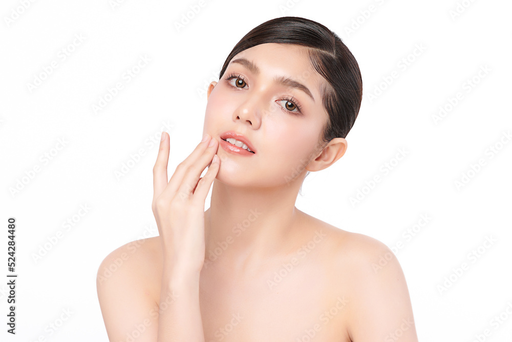 Beautiful young asian woman with clean fresh skin on white background, Face care, Facial treatment, Cosmetology, beauty and spa, Asian women portrait. Beautiful young asian woman with clean fresh skin on white background, Face care, Facial treatment, Cosmetology, beauty and spa, Asian women portrait.