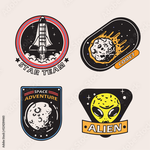 icons set space retro