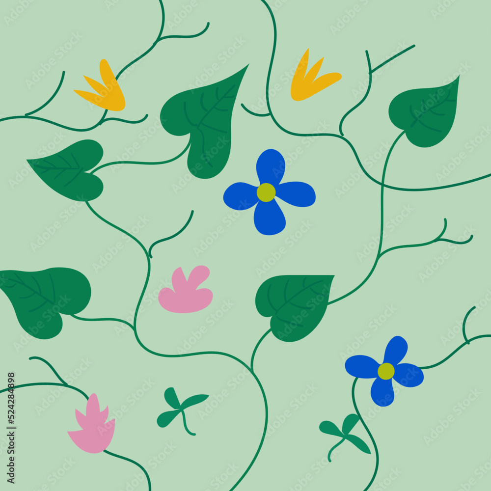 Hand Drawn Plant and Flower Pattern Background Hand Drawn Plant and Flower Pattern Background