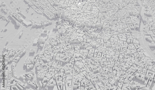Wallpaper Mural Madrid, Spain city map aerial view. minimal design. 3D Rendering Torontodigital.ca