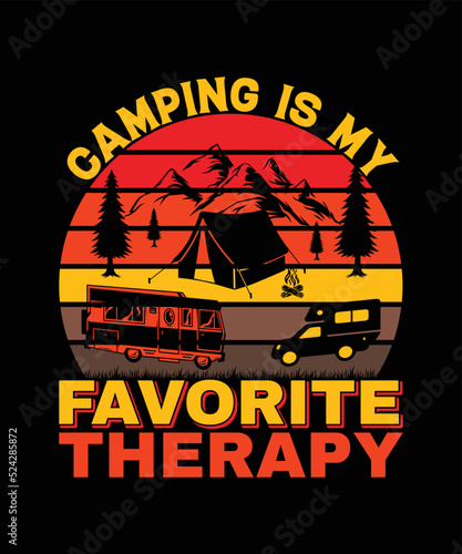 Camping Is My Favorite Therapy T-shirt Design