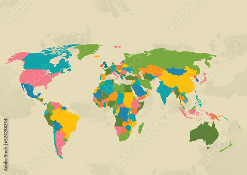 Map World Globe Color Green Land Place