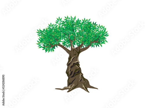 olive tree logo hand drawing vector isolated