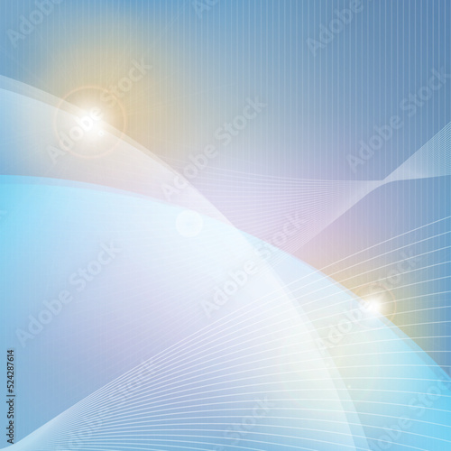 vector lined curve shaped and reflected light on background