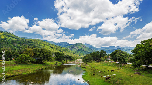 Cuadro en lienzo The mountains and river at Kiriwong village, Nakorn Sri Thammarat