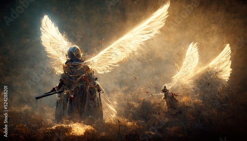illustration of a guardian angel in heaven