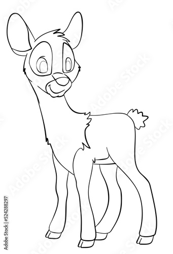 Deer. Element for coloring page. Cartoon style.