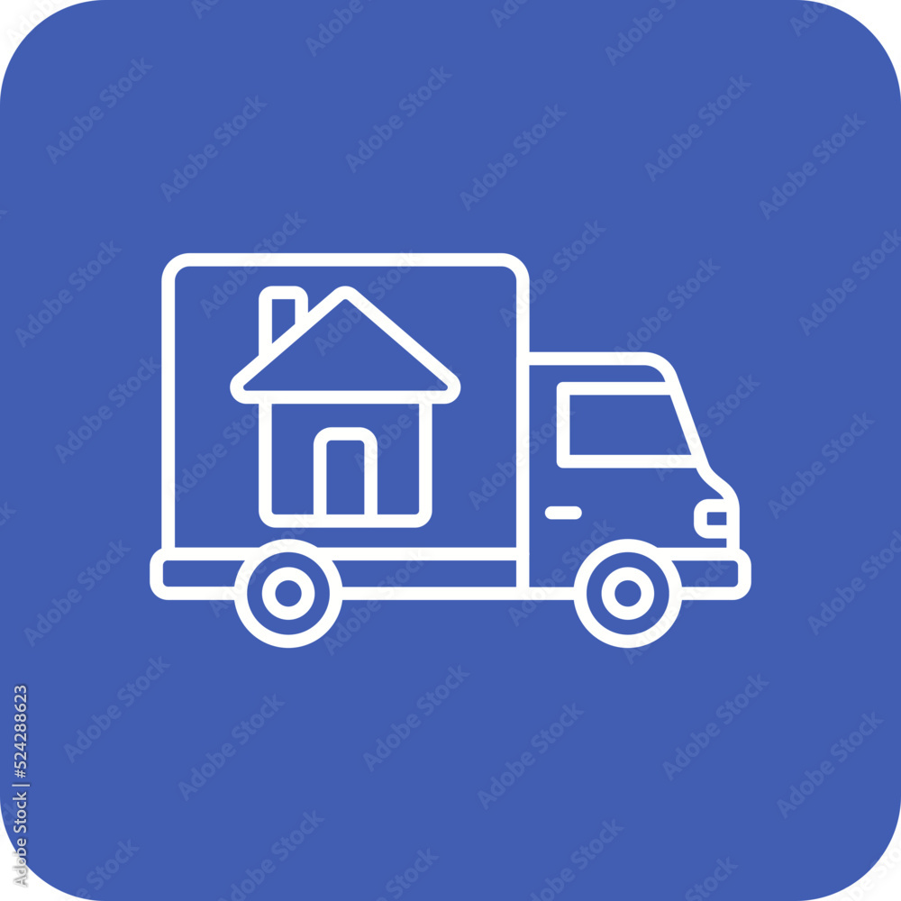 Mover Truck Multicolor Round Corner Line Inverted Icon