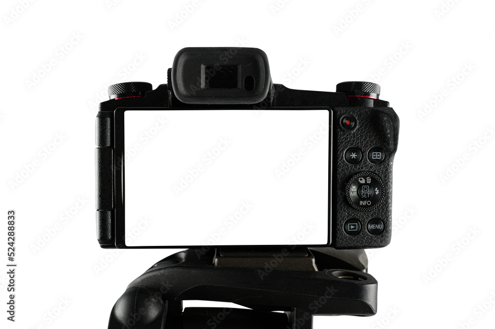 Modern mirrorless camera ready to records with blank screen Modern mirrorless camera ready to records with blank screen