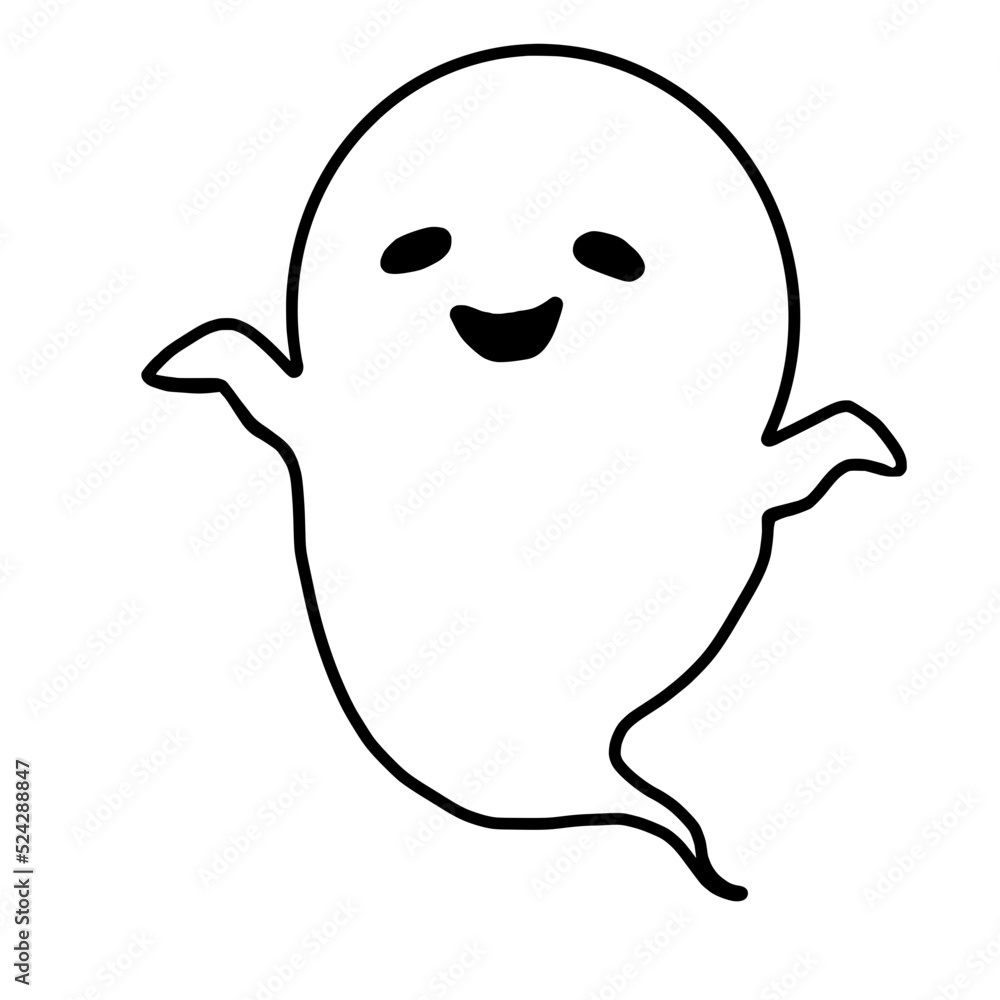 Happy ghost outline, cartoon monster outline Happy ghost outline, cartoon monster outline