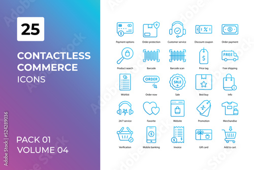 Contactless Commerce icons collection. Set contains such Icons as card, commerce, contactless, and more