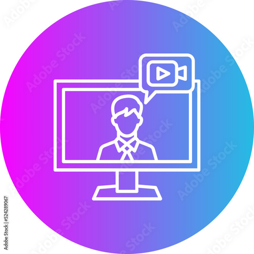 Live Stream Gradient Circle Line Inverted Icon