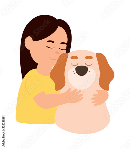 happy girl and dog