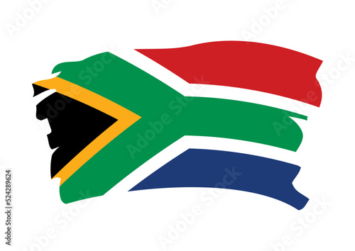Abstract grunge waving Flag of South Africa icon vector. South African Flag icon vector isolated on a white background. Paintbrush South Africa flag design element