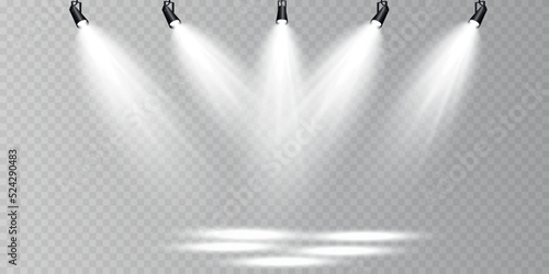 Stage lighting, on a transparent background. Bright lighting with spotlights. directional studio light. photo