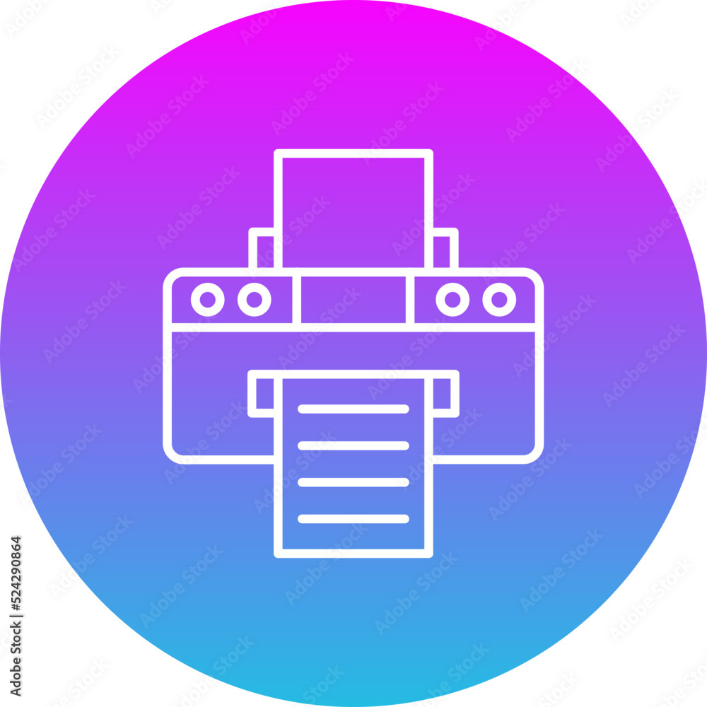 Printer Gradient Circle Line Inverted Icon Printer Gradient Circle Line Inverted Icon