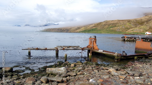 Old pier in the harbor, at the old whaling station in Grytviken, South Georgia Island © Angela