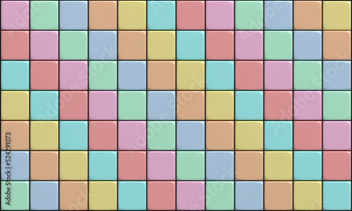 tiles square pastel metallic as background pattern, 3D illustrations